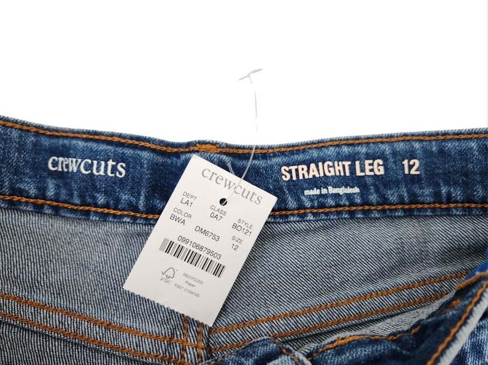 Crewcuts Girls 12 Straight Leg Jeans Adjustable Waist Medium Wash NWT - Picture 6 of 9